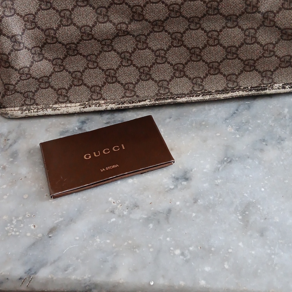 Gucci Monogram Top-Handle Tote in Beige/Brown - Picture 5 of 9